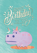 Anniversaire joyeux avec un hippopotame